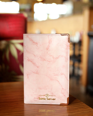 Sonic Server Classy Marble Style Deluxe Pink Server Book for Waitress/Waiter  - 9 Pockets includes Zipper Pocket