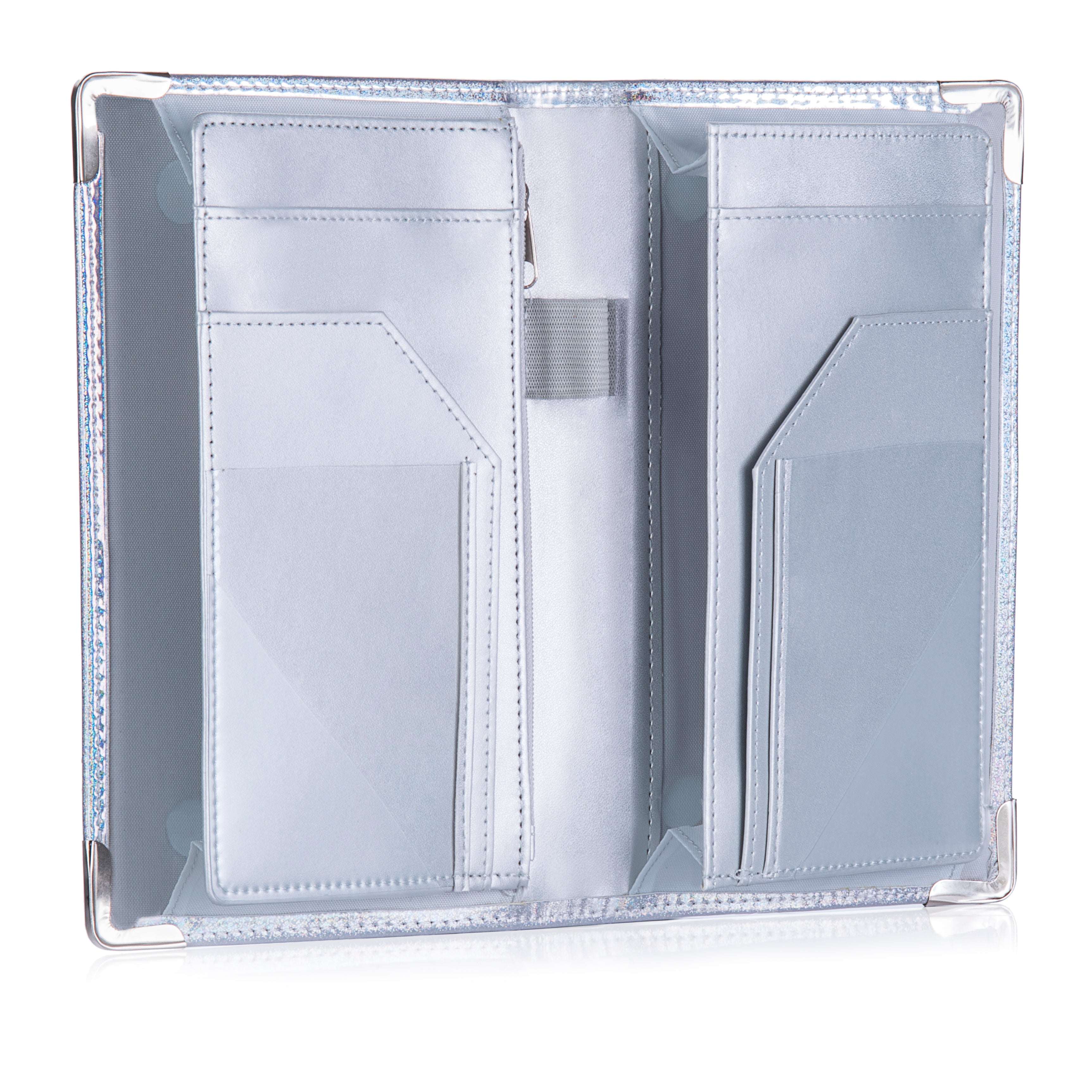 Sonic Server 11-Pocket Holographic 5x8 Server Book Organizer with Double Magnetic Pockets, Zipper Pouch & Pen Holder for Waitress or Waiter | Holographic Silver/Silver