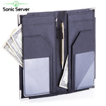Sonic Server 5x9 11-Pocket Server Book Organizer with Double Magnetic Pockets, Zipper Pouch & Pen Holder for Waitress Waiter Waitstaff | Cross-Textured Black | Fits Apron Holds Guest Checks