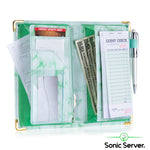 Sonic Server 5x8 Marble Server Book Organizer with Magnetic Pockets, Zipper Pouch & Pen Holder for Waitress Waiter Waitstaff in Jade Green Color