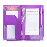 Sonic Server Book 5 x 9 Large Deluxe Organizer for Waiter Waitress Waitstaff | 12 Pockets with Window for Customization | Purple| Holds Long Receipts, Coins, Money, and Guest Check Pad