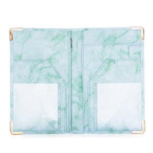Sonic Server Marble Style Deluxe Server Book for Restaurant Waiter Waitress Waitstaff | Jade Green Marble | 9 Pockets includes Zipper Pouch with Pen Holder | Holds Guest Checks, Money, Order Pad