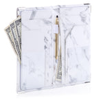 Sonic Server 11-Pocket 5x9 Server Book Organizer with Double Magnetic Pockets, Zipper Pouch & Pen Holder for Waitress Waiter Waitstaff | White Marble | Fits Apron Holds Guest Checks