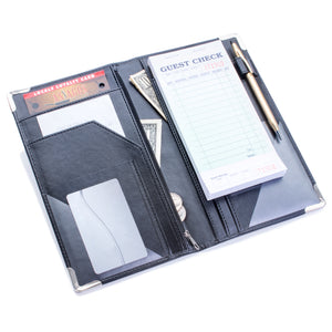 Sonic Server Book 5 x 9 Large Deluxe Black Color Organizer for Waitress/Waiter - 12 Pockets includes Window for Personalization
