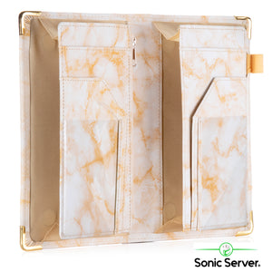Sonic Server 5x8 Marble Server Book Organizer with Magnetic Pockets, Zipper Pouch & Pen Holder for Waitress Waiter Waitstaff in Yellow Color